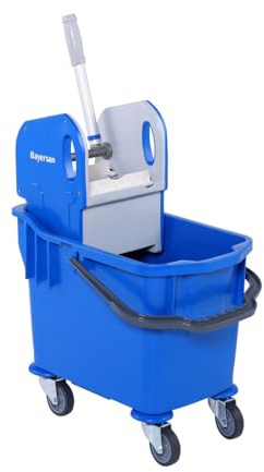 25L Industrial Kentucky Mop Bucket by Bayersan with Heavy-Duty Wringer & Wheels - Commercial Cleaning Bucket for Offices, Schools, Warehouses & Professional Use (Blue)