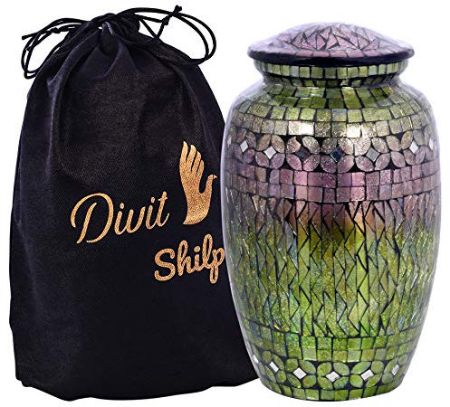Urne funéraire Divit Shilp pour Cendres humaines avec Pochette en Velours pour Adulte jusqu'à 100 kg (Mix Color Mosaic, Adult)
