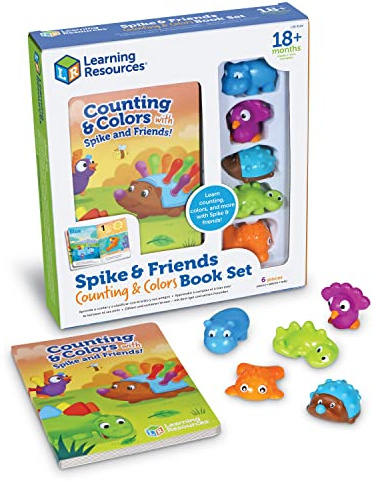 Learning Resources Set con libro Spike e Amici Conta e Colora, Attività per bambini in età prescolare, Set di giochi educativi, Giocattoli didattici a colori, 6 pezzi, Dai 18 mesi in avanti