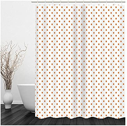 Banemi Duschvorhang Gewicht, Duschvorhang Befestigung Wand Weiß Roter Wellenpunkt Polyestergewebe 165X200cm für Eck Dusche mit 12 Duschvorhangringen