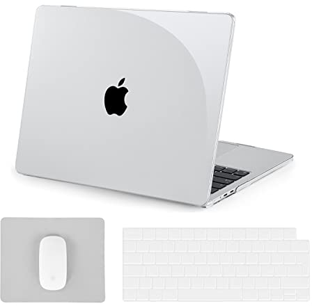 BlueSwan Compatible with MacBook Air M4 M3 M2 13 inch Case A3240 A3113 A2681, Released in 2025 2024 2022, Transparent Plastic Hard Shell Protective Cover for Mac Air 13.6 inch - Crystal Clear