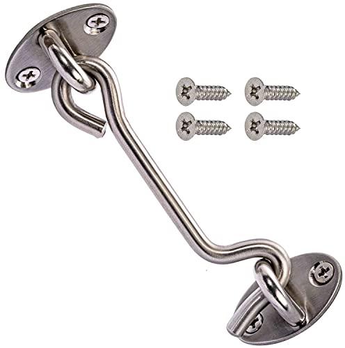 Türhaken Fensterhaken Sturmhaken 12cm Edelstahl Torhaken mit Ösen für Schiebetür Gartentor Türstopper Gartentür Garagentor Tor Riegelschloss Befestigungshaken Scheunentor Kabinenhaken Beschlag