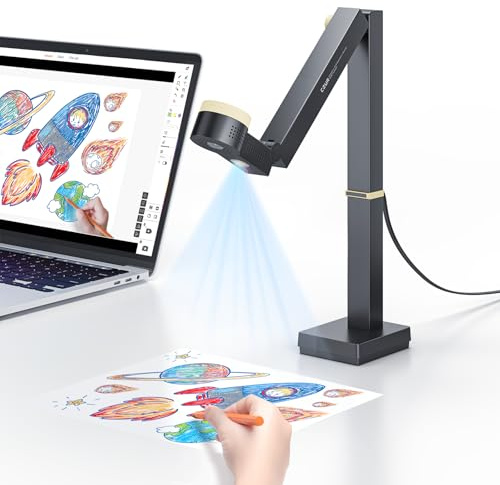 CZUR Fancy S Pro Caméra de Documents USB 4K et Webcam 12 MP avec lumière LED et Micro, jusqu'à 60 fps, Mise au Point Automatique, pour l'enseignement à Distance, Le Streaming en Direct