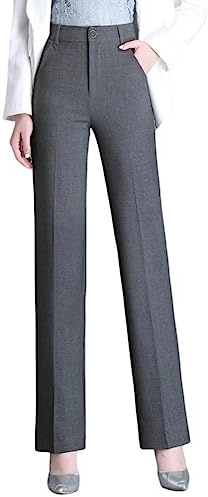 e-girl Pantalon Femme Taille Haute Droit Costume,Gris foncé,27W