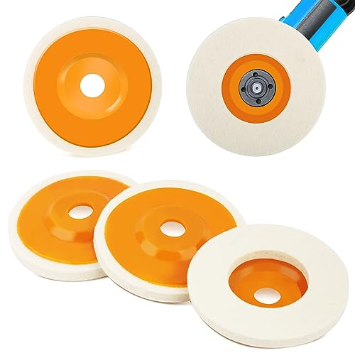 4 discos de pulido de lana, 98 mm de fieltro para amoladora angular, para rectificado de ruedas y pulido de vidrio, cerámica, plástico, joyas