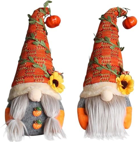 Ringraziamento Gnomo, 2 Pezzi Gnomi di Peluche Gnomo Home Decor, Gnomi Autunnali Decorativi Regali, Gnomo Bambola Autunno Bambola per Raccolti di Vacanze, Fattoria, Decorazioni per Il Ringraziament