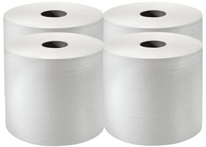 DSTOCK60-4 maxi bobines essuie-tout multi-usages dévidage central gaufré 400 formats - 4 rouleaux = 32 rouleaux d'essuie tout classique - Papier essuie-main essuie-tout recyclé