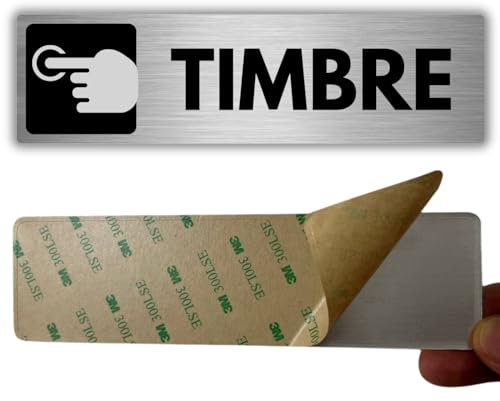 LEIASA | Señal Picar Timbre - 5x18 cm - Grosor 0.8 mm - Aluminio - Rótulo Llamar al Timbre - Signo Presionar Timbre - Indicación Timbre