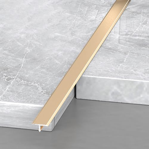 ZAQYCM tapajuntas Suelo Moldura En T Dorada para Transición De Piso, Divisor De Piso De Aluminio De Madera A Baldosa, Divisor De Baldosa En Áreas De Alto Tráfico(W 2/5 in/10mm,32 in/81.3cm)