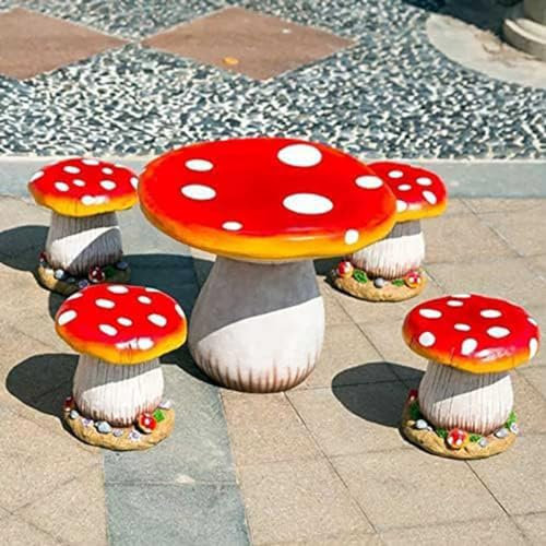 Juego de taburetes de mesa de resina para jardín al aire libre, decoración creativa de escultura de paisaje para patio, césped, estanque