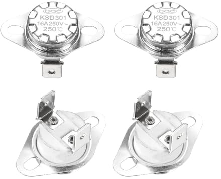 QUARKZMAN Termostat KSD301 250°C/482°F 16A Normalt stängd N.F, temperaturinställning Snap Disk temperaturbrytare för mikrovågsugn, ugn, 4 st kaffebryggare, keramiskt material