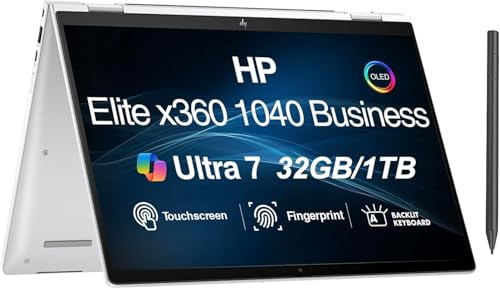 HP EliteBook x360 1040 G11 2-in-1 Business AI Laptop 14.0 Touchscreen OLED 2.8K Display (Intel Ultra 7-155H vPro, 32GB RAM, 1TB SSD, Active Pen, Copilot, Backlit KB, FP, IR Webcam, 2 TB 4, Win11Pro)