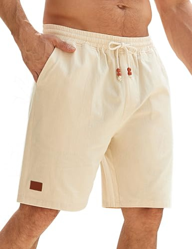 heekpek Short Homme Coton Bermuda Ete Léger Chino Sport Shorts avec Poche, Beige, XXL