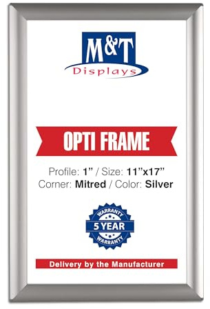 DisplaysMarket 11x17 Snap Frames, 1 Profile, Opti Frame, Mitered Corner, Wall Mounted - Silver (1)