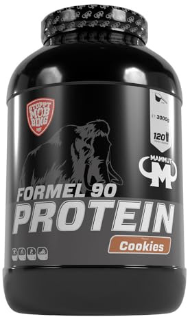 Mammut Nutrition Formel 90 Proteinpulver Cookies – 3kg – 4-Komponenten Whey Protein Pulver mit Sojaproteinisolat, Milchprotein, Eiprotein & Vitamin B6 – 77% Eiweiß