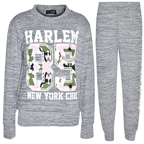 A2Z 4 Kids Kinder Jogging Suit Mädchen Harlem 85 Aufdruck Straßenanzug - L.S Harlem 85 Grey 13