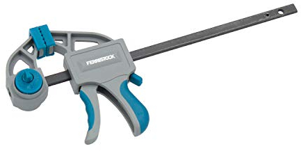 Ferrestock FSKSAM003 set 2 sargentos de apriete rápido monomanual con barra de acero A3, mangos ergonómicos, desbloqueo rápido y fáciles de convertir en extensores
