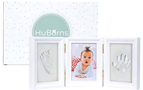 HuBorns - Baby handabdruck und Fußabdruck - Bilderrahmen Fußabdruck Hand Und Fuß, Set Gipsabdruck für Neugeborene - Baby-Erinnerung für Immer und Dekoration des Kinderzimmers