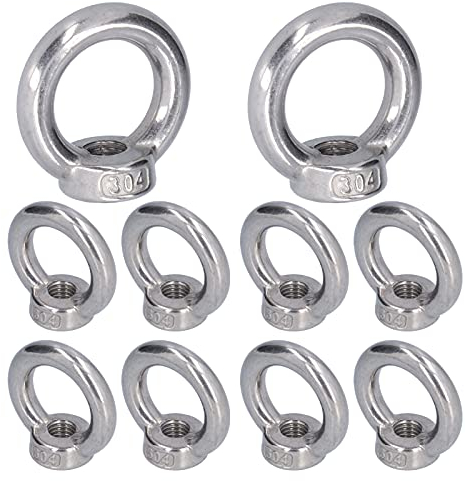 Fafeicy 10 Stück Ringmutter, Edelstahl-Hubmutter, Schwerlast-Ringschrauben für Marine, Maschinenbaukrane, Metallurgie, Eisenbahnverladung(M5), Nuss