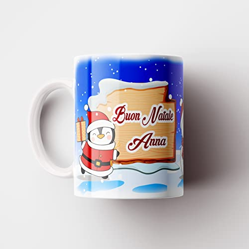 Tazza Mug Natalizia Pinguini Neve Idea Regalo Speciale per Natale(G)