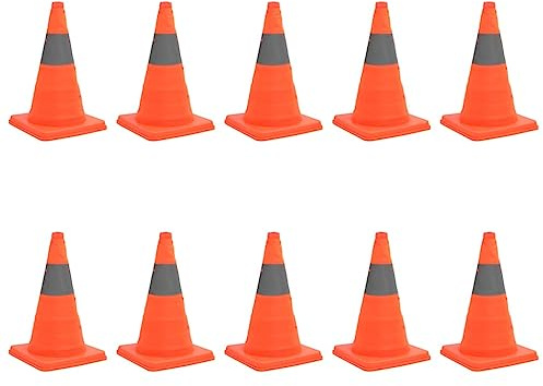 vidaXL 10x Conos de Tráfico Emergentes Reflectante Señal Carretera Simulación de Aparcamiento Barreras Coche Advertencia Seguridad 42 cm