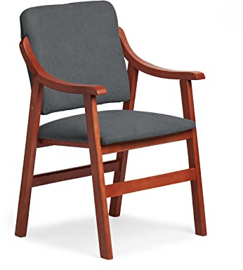 Abuelo a Gusto- Silla Comedor con Brazos de Madera de Haya, con Respaldo Recto. Ideal para Dormitorio, Comedor o Salida.. Tamaño: 87x55x55 cm. (Cerezo, Marengo)