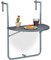 Relaxdays Balkonhängetisch klappbar, BxT: 59,5 x 63 cm, 3-Fach höhenverstellbar, 2 Getränkehalter, Geländertisch, grau