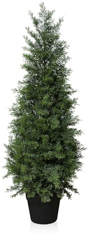 Fopamtri Kunstpflanze Zeder Künstlich 90 cm Künstliche Pflanzen im Topf, Konifere Künstlich Outdoor UV Geschützt für Haus Wohnzimmer Garten VerandaDekoration (1 Stück)