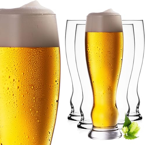 IMPERIAL Weizengläser 500ml (max. 600ml) Set 6-Teilig Biergläser aus Glas 0,5L Weißbiergläser Bierglas Spülmaschinenfest