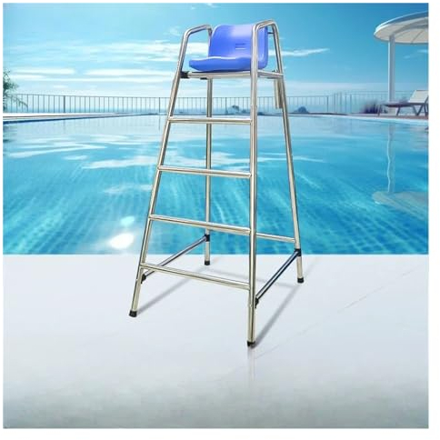 Pool Stuhl 180cm extra hohe Pooldeck-Rettungsschwimmerstühle für Outdoor Patio Beach Lake Pools, robuster erhöhter Rettungsschwimmerstuhl aus Edelstahl für Erwachsene, belastbar bis 300kg