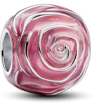LaMenars Pink Rose in Bloom Charm pour Bracelets en Argent Sterling 925 pour Femme Mother's Day Birthday Anniversary Jewelry for Girls Wife
