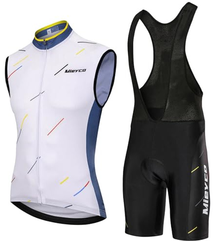 Ropa Ciclismo Hombre Maillot Bici MTB Verano Conjunto Ciclista Sin Mangas,Traje Bicicleta Chaleco Ciclo y Culotte Tirantes con 19D Gel Acolchado,Completa Jerseys Transpirable Secado Ráido(12,XL)