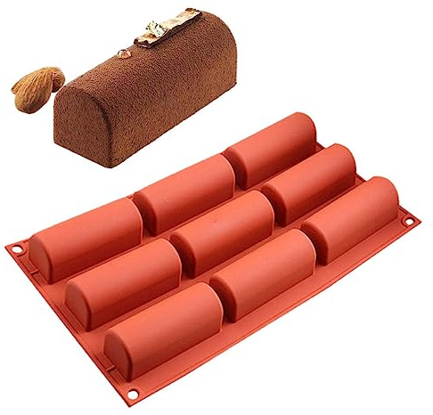 Jorzer Non-Stick Half Cylinder Mold Food Grade 9 Hole Silicone Mould for Cake Ice Cream Bombes Soap, Cake pops Moulds