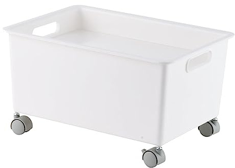 Jwthee Storage Basket Roller Basket, Under Bed Storage with Wheels Rolling Storage Basket Under Bed Storage Container for Clothes Books (White)