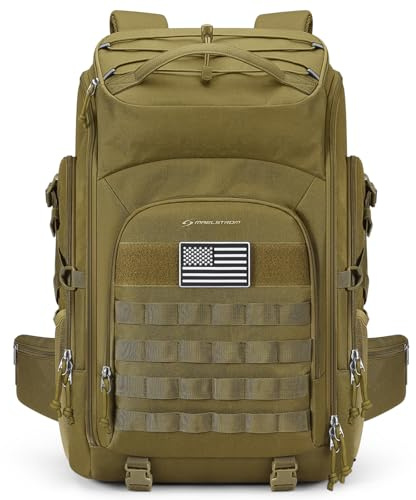 Maelstrom Tactical Backpack for Men, Water Resistant 40L Military Backpack, for Hiking, Camping, Gym with Molle System (Khaki)