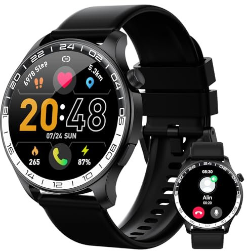 Smartwatch Herren, 1.43″ AMOLED-Display Touch Smart Watch mit Bluetooth-Anrufe, 100+ Sportmodi Fitnessuhr IP68 Wasserdicht Sportuhr , Fitness Tracker mit SpO2 Herzfrequenz Schrittzähler Schlafmonitor