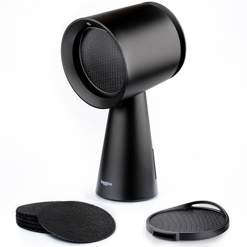 BREETEE Portable Range Hood Kitchen–5-Layer Filter Compact Desktop Exhaust Fan, Powerful 3-Speed Smoke Removal, Low Noise Countertop Range Hood, Oil Cup, for Apartments, Dorm, RV, Indoor BBQ – Black