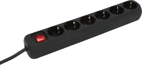 UNITEC Tischsteckdose 6-Fach mit Schalter, Steckdosenleiste, 1,4 m Zuleitung, schwarz