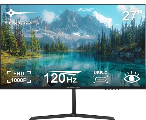 Minifire 27 Pouces Écran PC 120Hz, Eye-Care pour Business et Bureau, Cadre ultrafin, FHD 1080P Moniteur, FlickerFree, Mode Low Blue Light, Port HDMI (MF27X3AL)