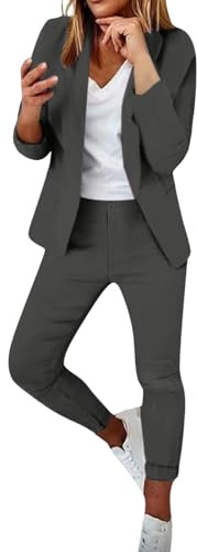 Richymfa Tailleur Donna Due Pezzi Curvy Elegante Tailleur Pantalone da Donna Leggeri e Lavoro Completa con Risvolto Completo di Pantaloni e Blazer Pantaloni e Giacca Autunno Invernale