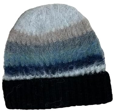 Kashmirscarf， 180 * 20 cm stickad mössa och halsduk regnbågsrandiga ullhalsdukar söt vinterhalsduk(Black Hat)
