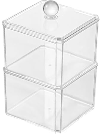 Soporte organizador de bastoncillos de algodón - dispensadora apilable, contenedor de almacenamiento de acrílico transparente | Para sellos de algodón, anillos, pendientes, joyas, maqui