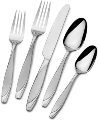 Gourmet Basics by Mikasa 5123292 Lunea Frost 20-Piece Stainless Steel Flaware Set, Service for 4