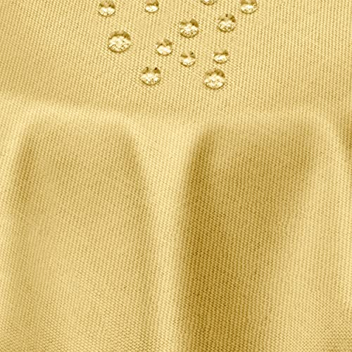 Leinen Optik Tischdecke Tischtuch Tafeldecke Leinendecke Abwaschbar Wasserabweisend Rund 160 cm Gelb Fleckschutz Pflegeleicht mit Saumrand Leinentuch