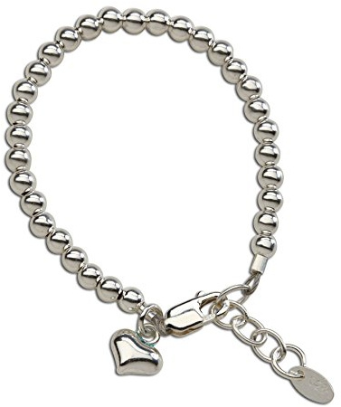 Cherished Moments Baby or Children's 925 Sterling Silver Bracelet with Puff Heart Charm for Toddlers or Little Girls Matching Jewelry (MED)
