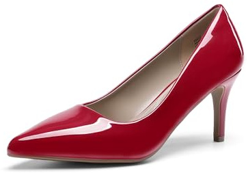 DREAM PAIRS damer klassiska fashionabla pumps, Röd patch, 40 EU