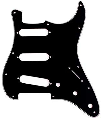 Alnicov Elgitarr Pickguard, 11 hål SSS för standard Strat modern gitarr utbyte, svart