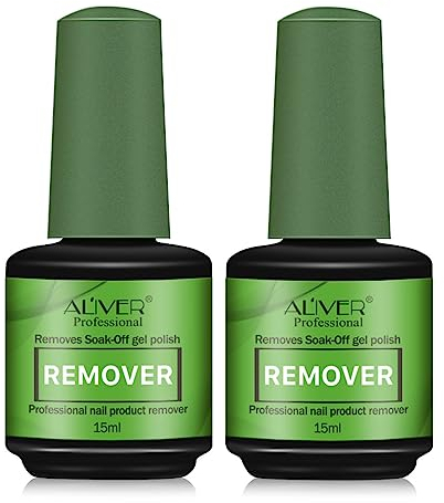 Removedor Quita Esmalte Uñas Permanente y Semipermanente de forma Rápida, Fácil y Suave - Nail Polish para Remover Sin Lastimar, 2 Pcs (Green)