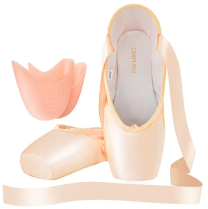 CABPLROI Women's Ballerina Professional Ballet Dance Satin Pointe Shoes for Girls with Bag and Toe Pads (Pink, Adult, Numeric_8)