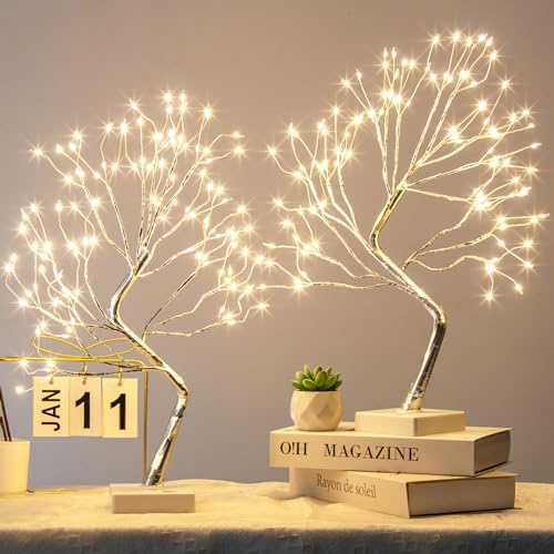 PEIDUO Fairy Lights Spirit Tree, 2PK Bonsai Tree Light, 108 LED Warm White Fairy Light Trees for Room Decor, Artificial Tree with 9 Modes for Christmas Decorations Indoor Home Decor